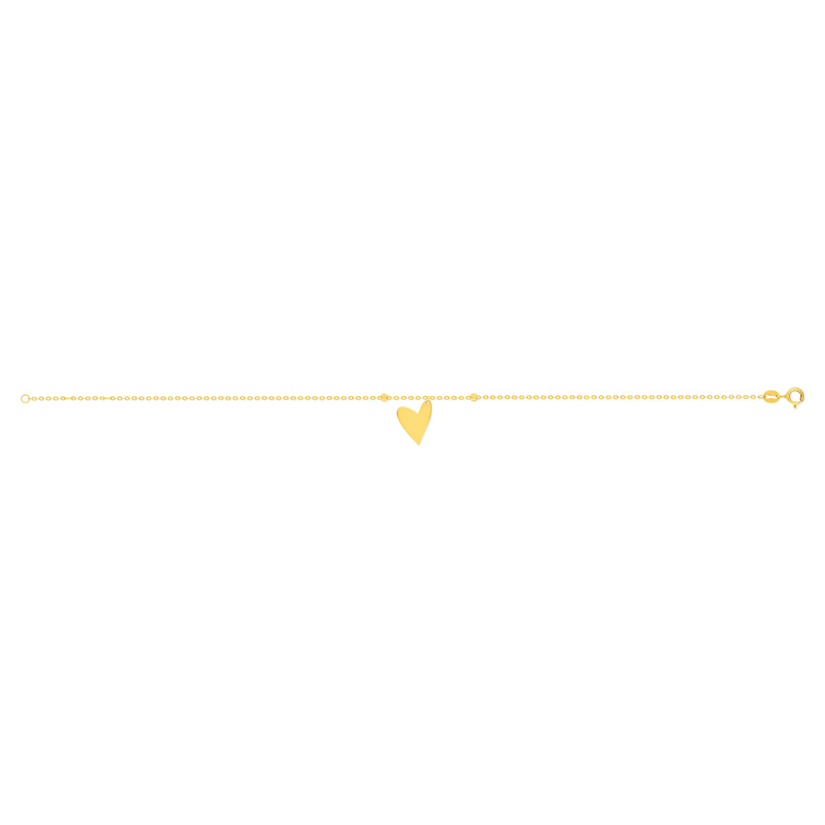 Bracelet or jaune 375 pampille coeur 19 cm