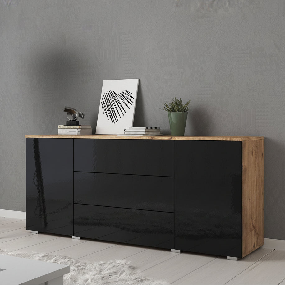 Pure - Dressoir - Zwart/eiken - 150x39x68 cm