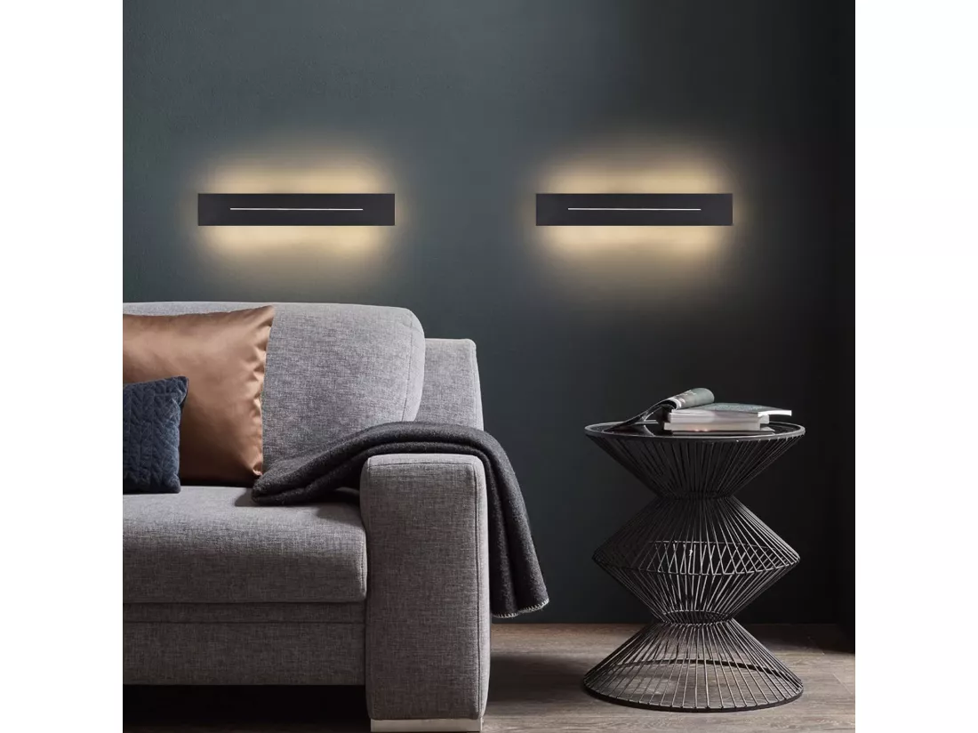 NETTLIFE Applique Murale Intérieure Applique LED 30CM Lampe de Couloir Moderne Blanc Chaud Chambre Noir Lampe d'escalier 8W Éclairage Mural