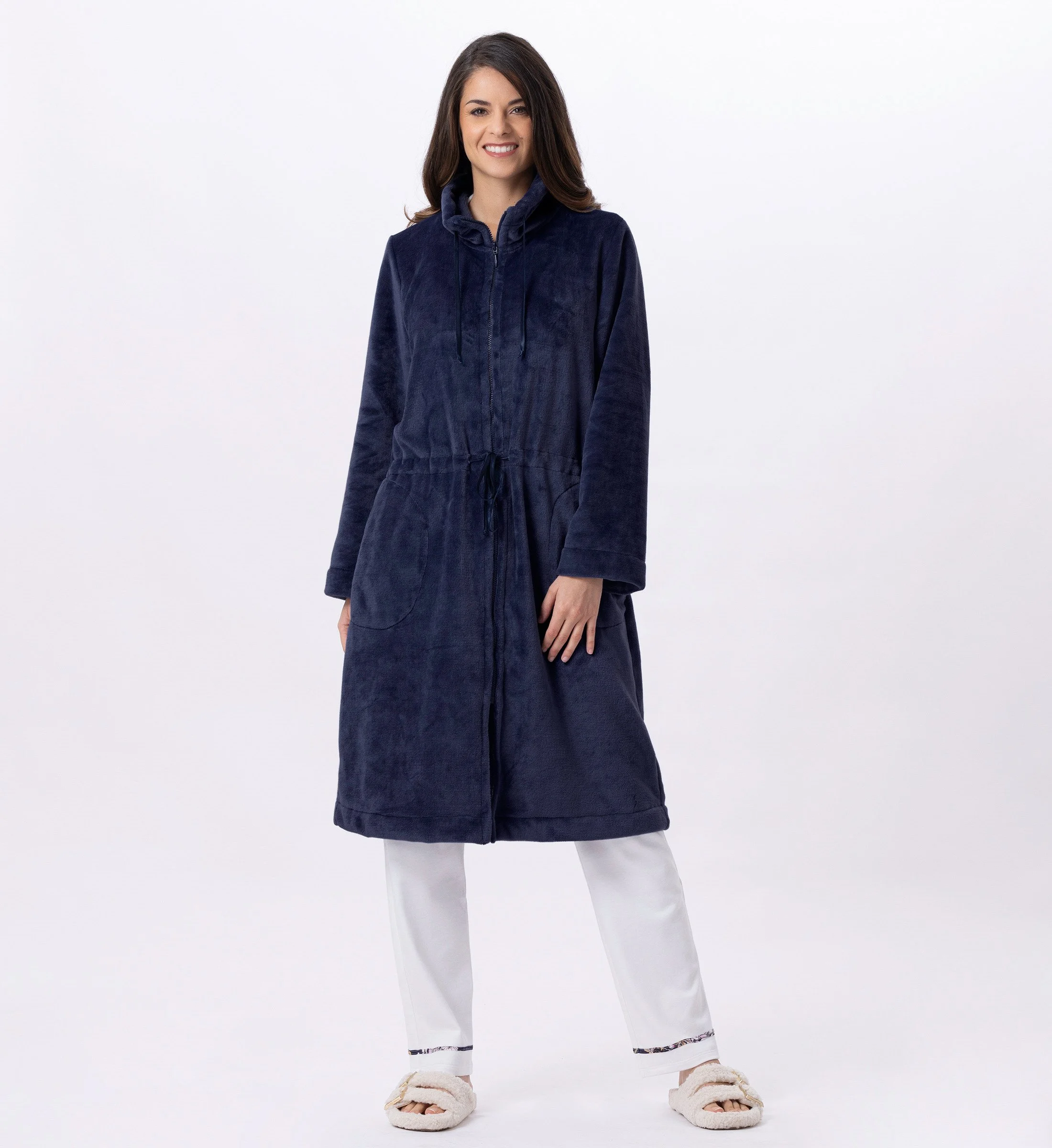 ESSENTIEL 853 - Veste zippée en peluche flanelle | Bleu