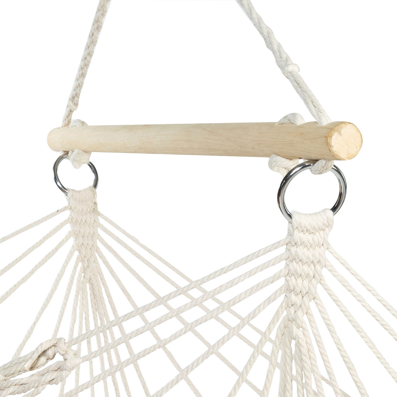 Pratik Garden Hamac suspendu macrame + coussin beige bois/beige - 90x120 cm