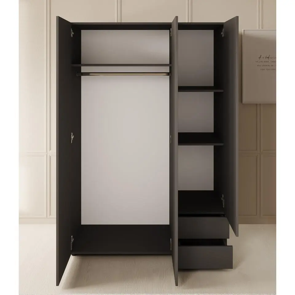 Meubella - Kledingkast Bellini - Antraciet - 120 cm
