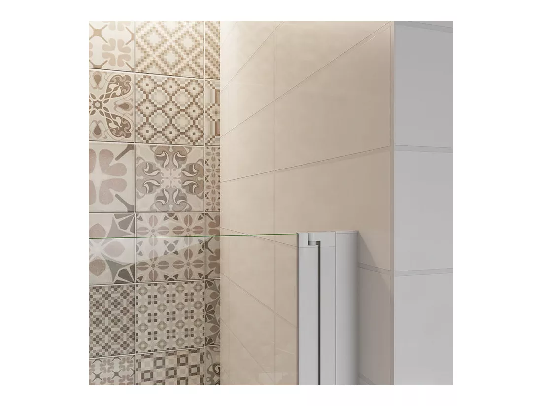 Porte de douche pivotante 90x185cm profilé blanc en verre de sécurité et transparent