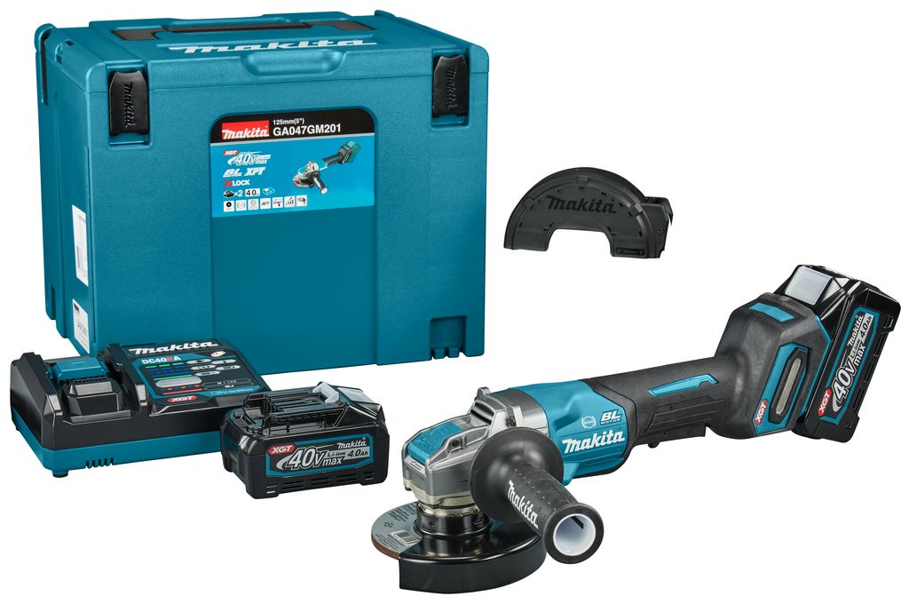 Makita GA047GM201 40 V Max Haakse slijper 125 mm X-LOCK
