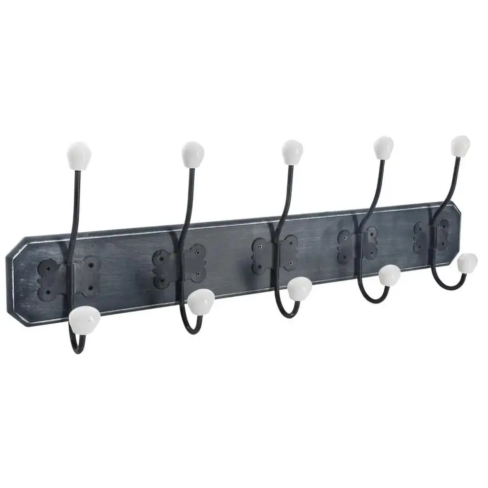 Atmosphera Kapstok rek wand/muur - antraciet - 5 haken - B60 cm