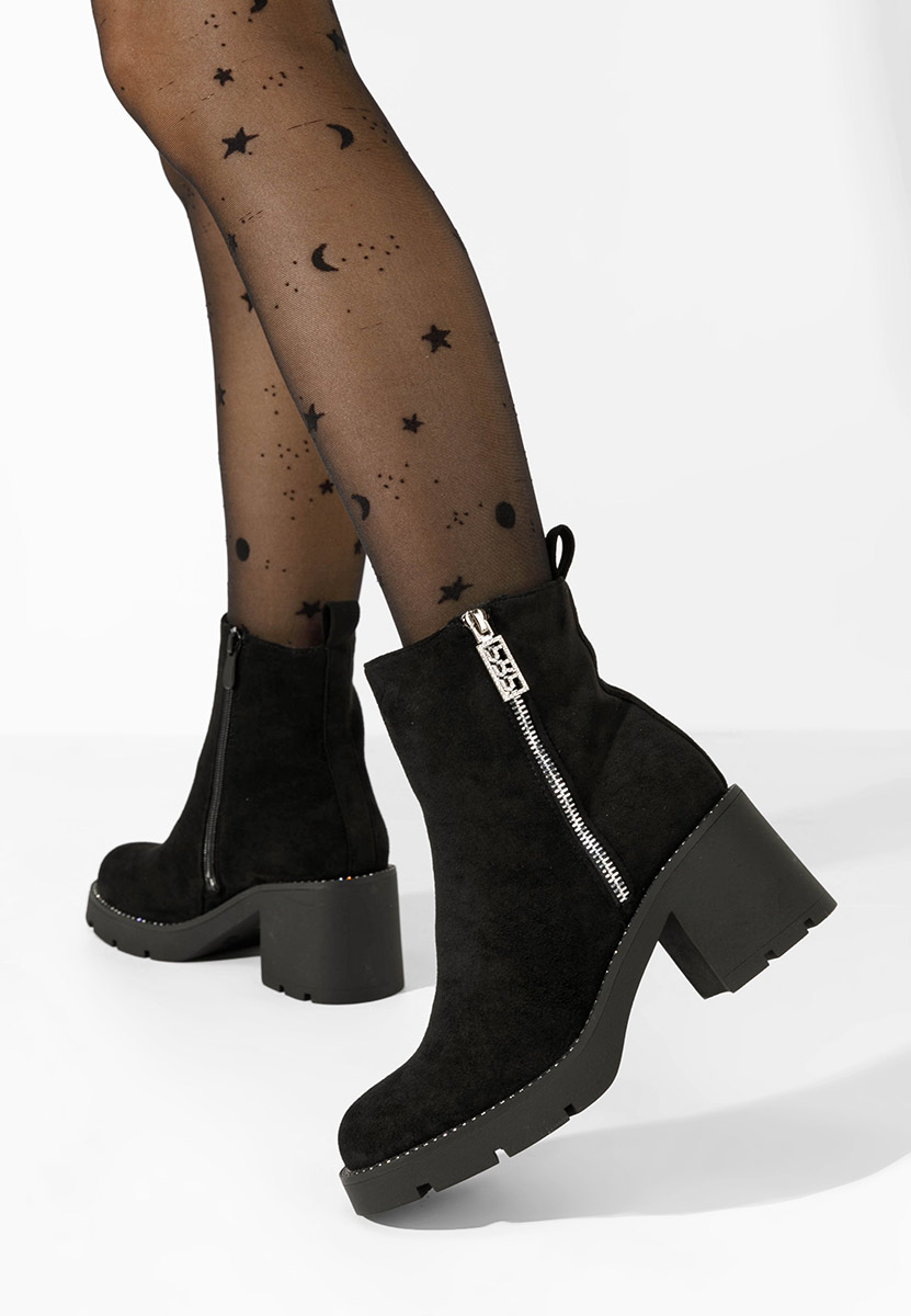 Bottines à gros talon noires Darlene