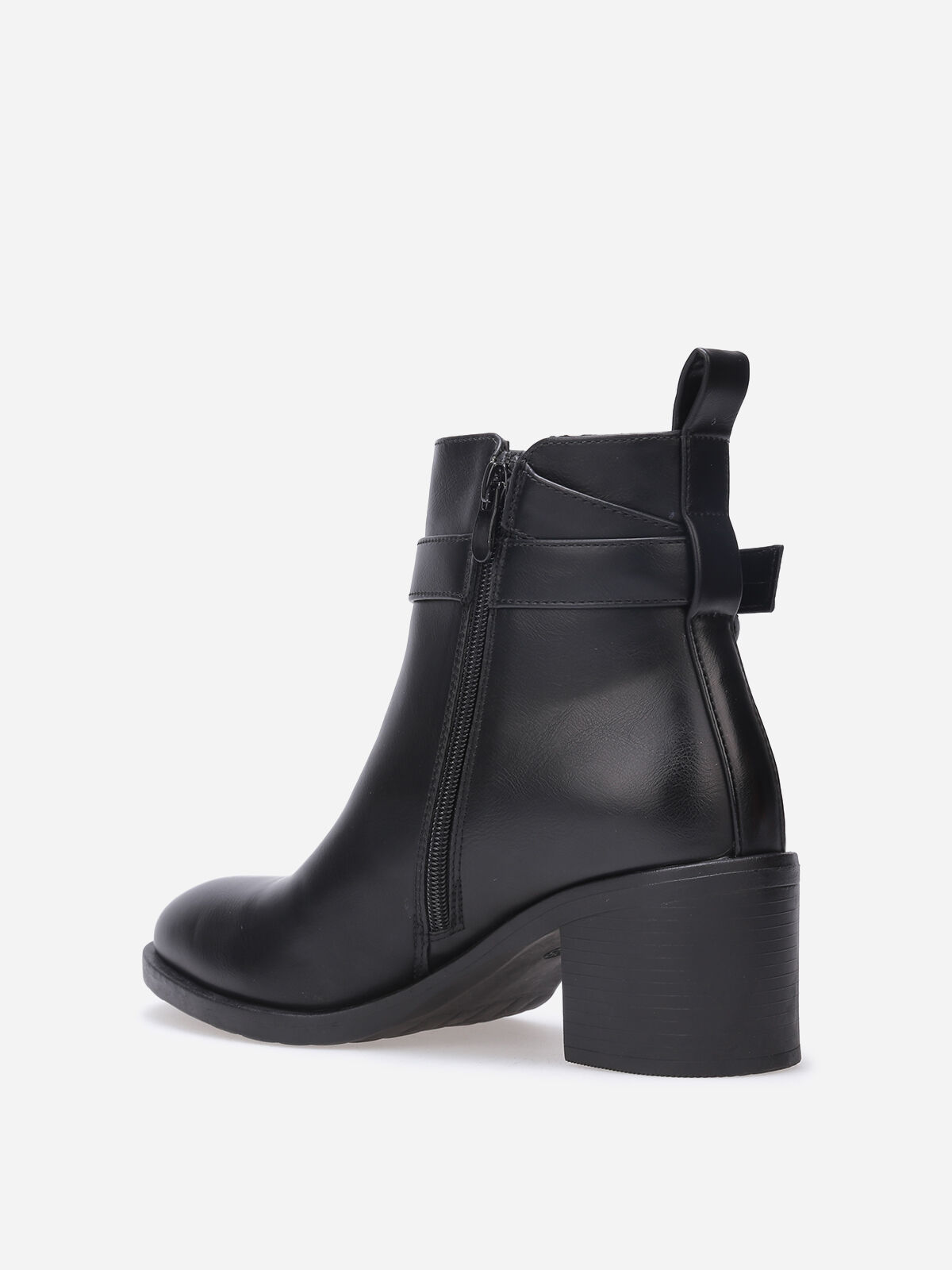 Bottines à bride et boucle métallique- Noir