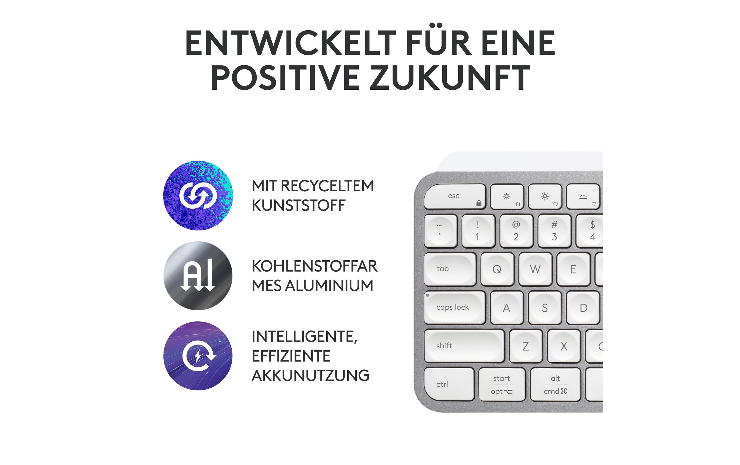 Tastatur MX Keys S CH-LayoutKomfortable Tastatur mit Multi-Device Kopplung und intelligenter Beleuchtung
