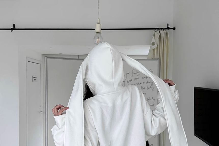 Bolgivy - Hoodie met lange mouwen en rits en konijnenoren