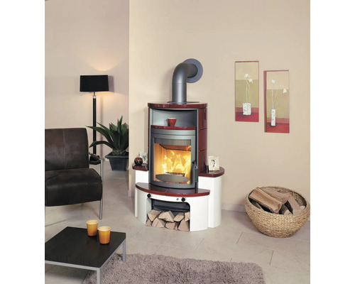 Hark Avenso GT ECOplus keramische haardset, Bordeaux, 8 kW
