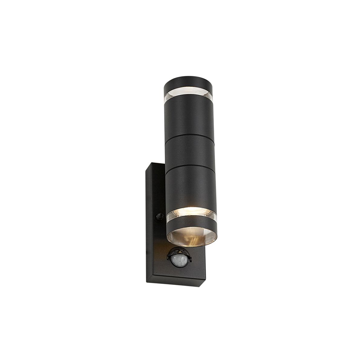 Moderne buiten wandlamp zwart 2-lichts IP44 met bewegingssensor - Dubbla