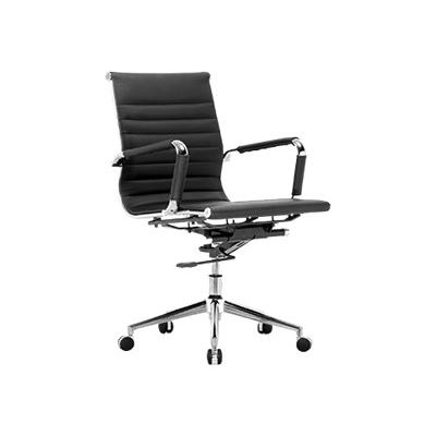 Fauteuil de bureau WARREN - accoudoirs fixes - dossier bas - cuir noir