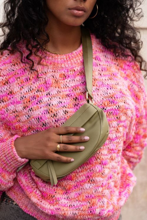 Donkergroene crossbody tas met extra vak