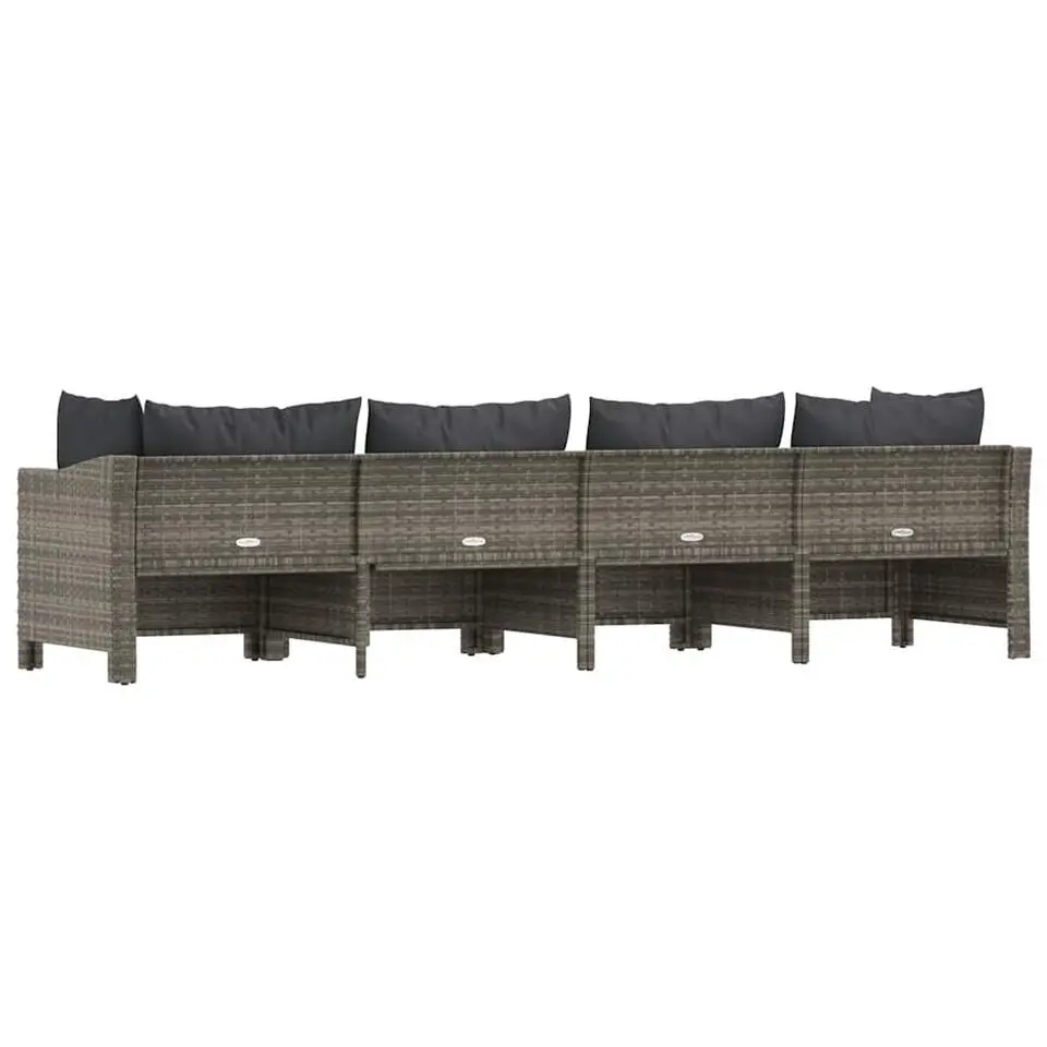vidaXL - Loungeset - Grijs - Poly rattan - 4 stuks - Met kussens