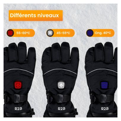 R2B Gants chauffants rechargeables - étanches - gants à écran tactile Hommes et femmes