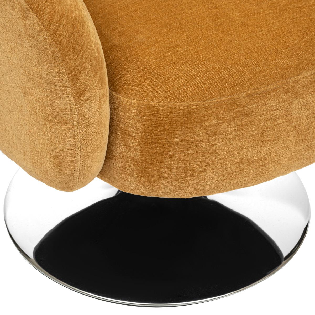 FAUTEUIL PIVOTANT CHENILLE EDITH OCRE