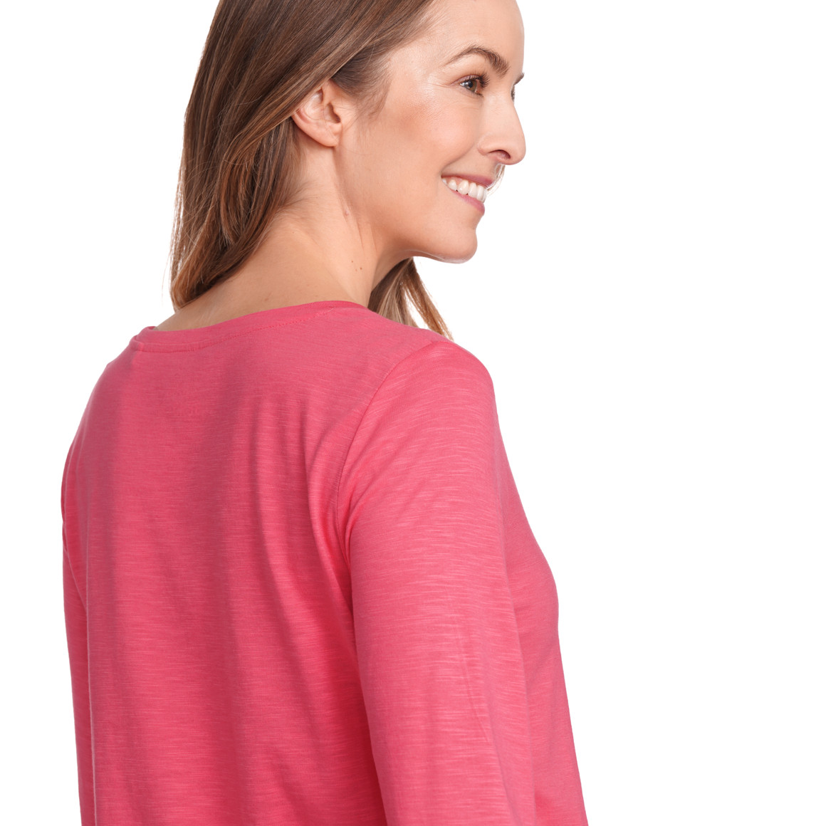 Gina Benotti Damen Langarmshirt unifarben pink