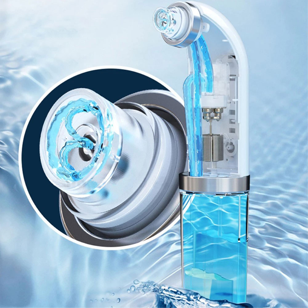 (8-tlg. Set) 5in1 Elektrischer USB Gesichtsreiniger / Mitesserentferner   Wassertank - Weiss