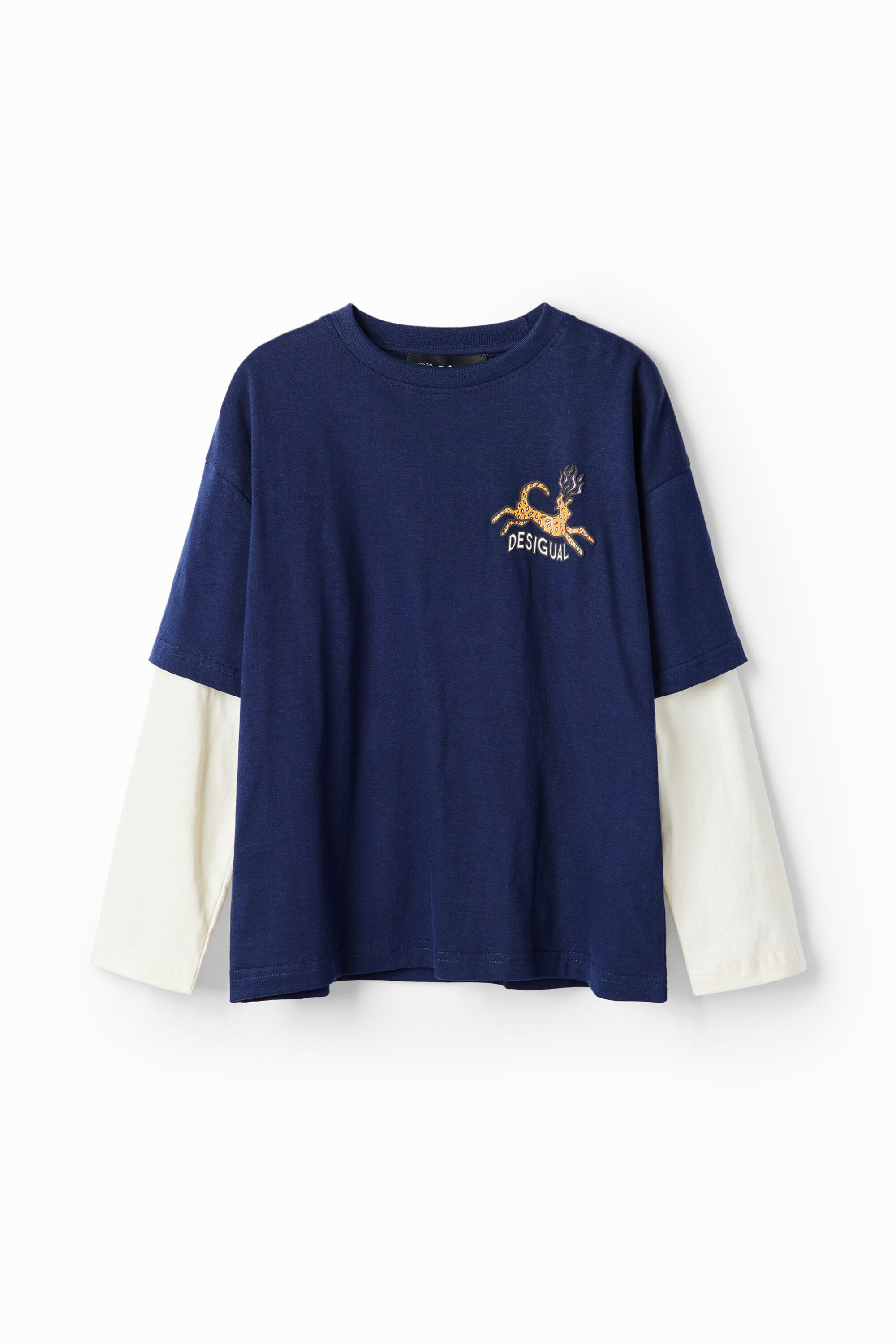 camiseta felina de manga dupla