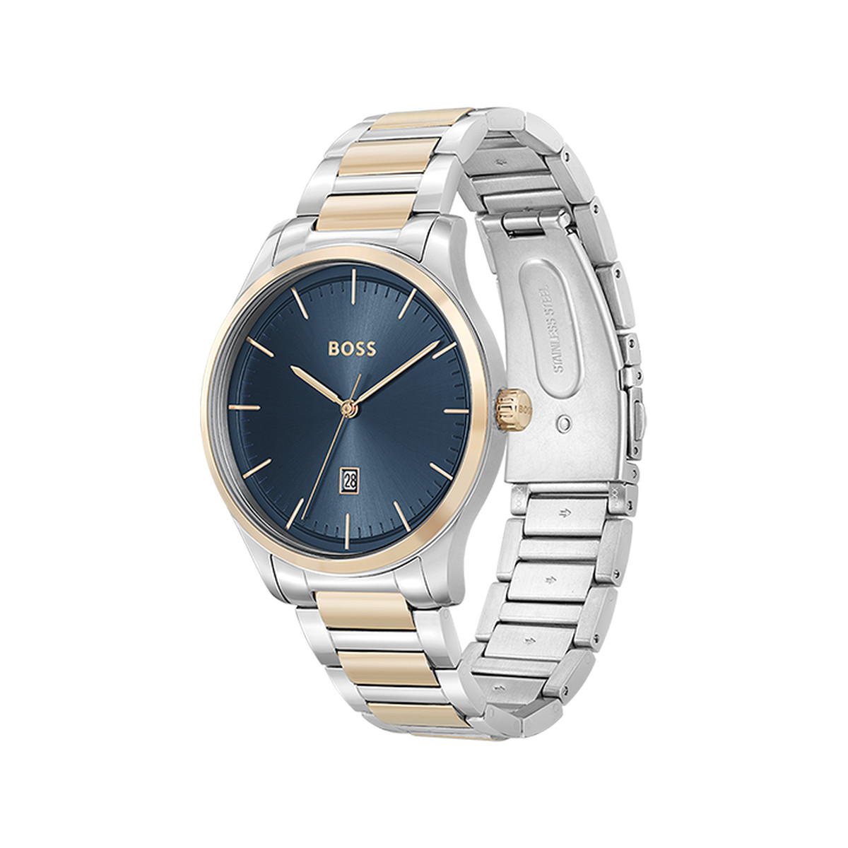 Montre BOSS Reason homme bracelet acier bicolore doré rose
