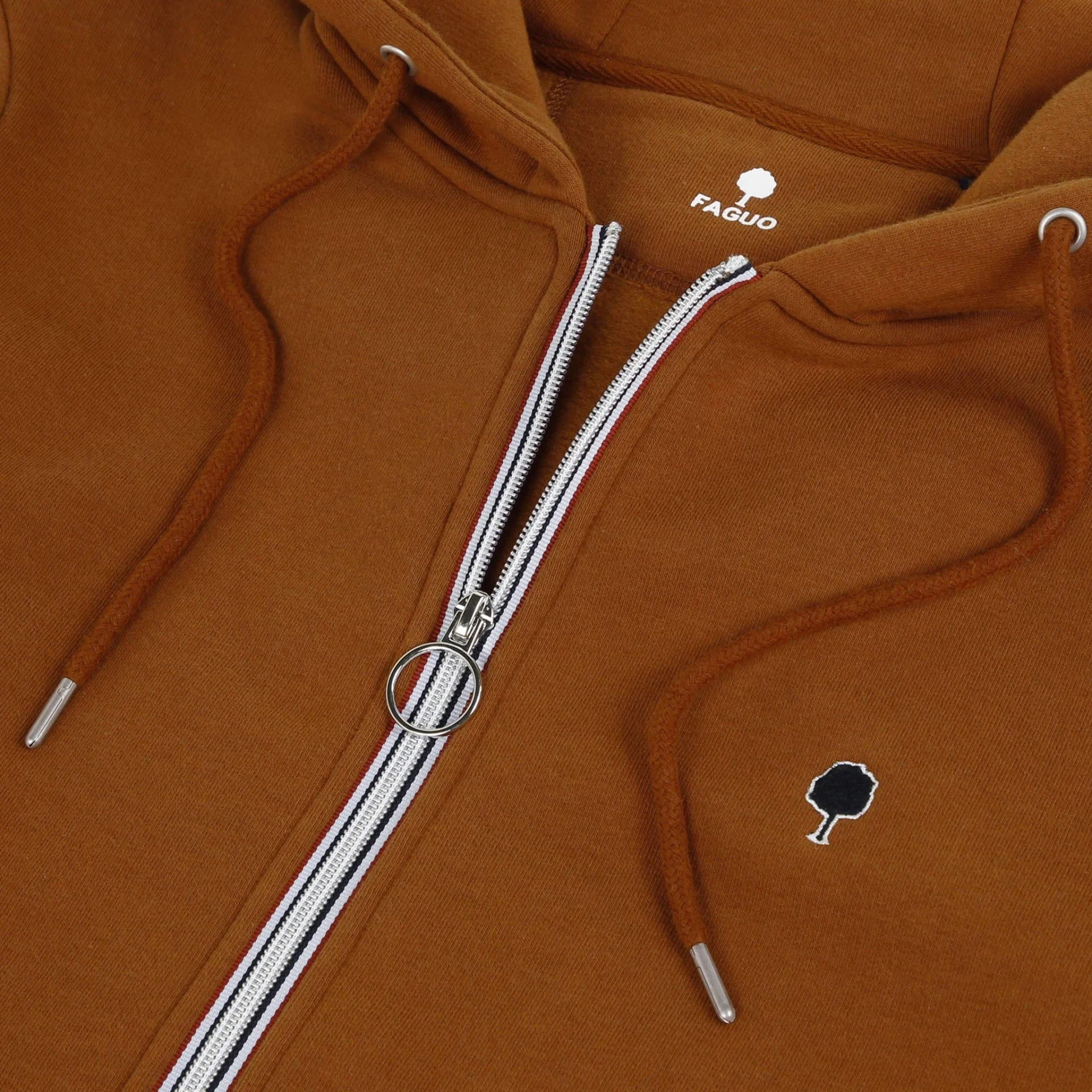 Sweat à capuche zippé camel coton et polyester recyclé - modèle Mesnil