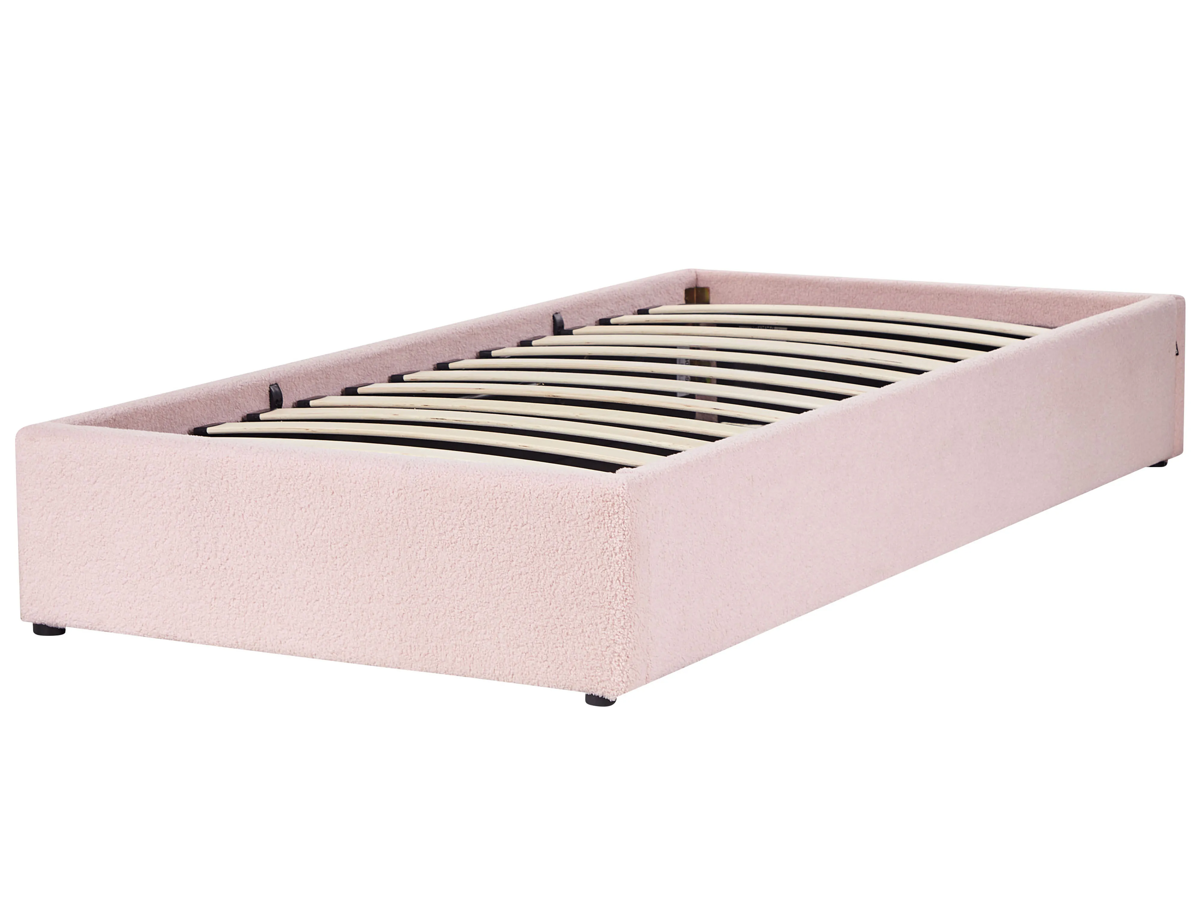 Opbergbed zonder hoofdbord Bouclé DINAN 90 x 200 cm Pastelroze