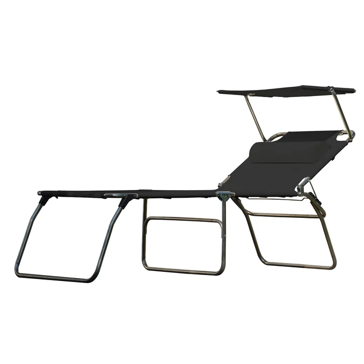 Fiam - Amigo Big 50  Sun Dreibeinliege mit Sonnendach und Nackenrolle, schwarz