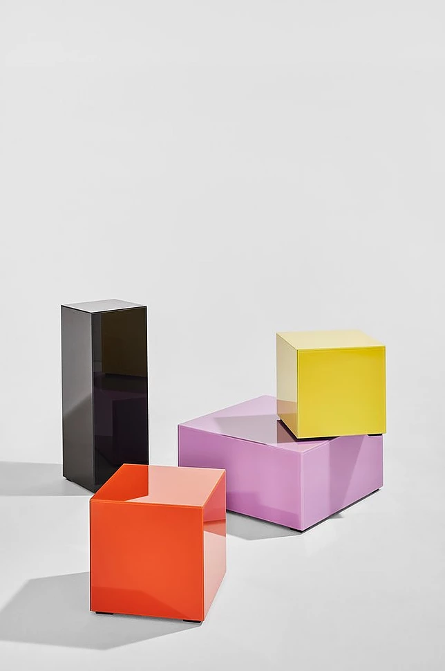 Pop bord i farget glass 60x60 cm