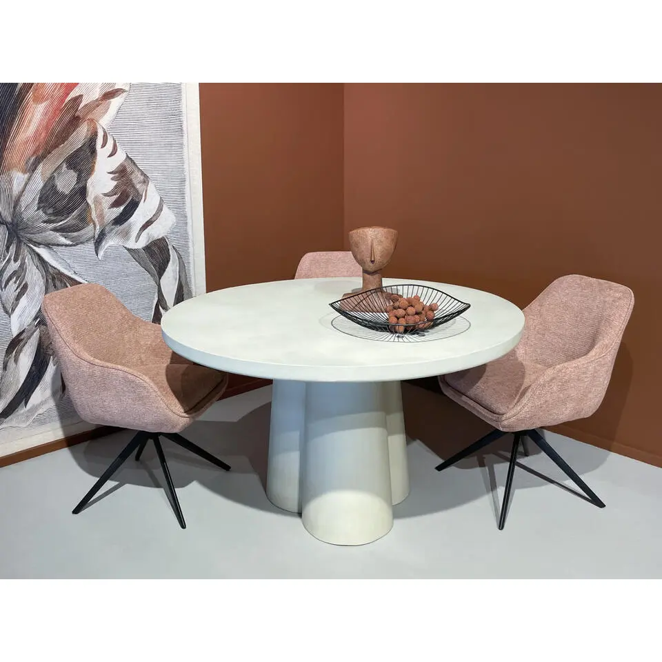 Eettafel Rond Ø130cm - Zand Beton - 2-4 Personen - Sandy