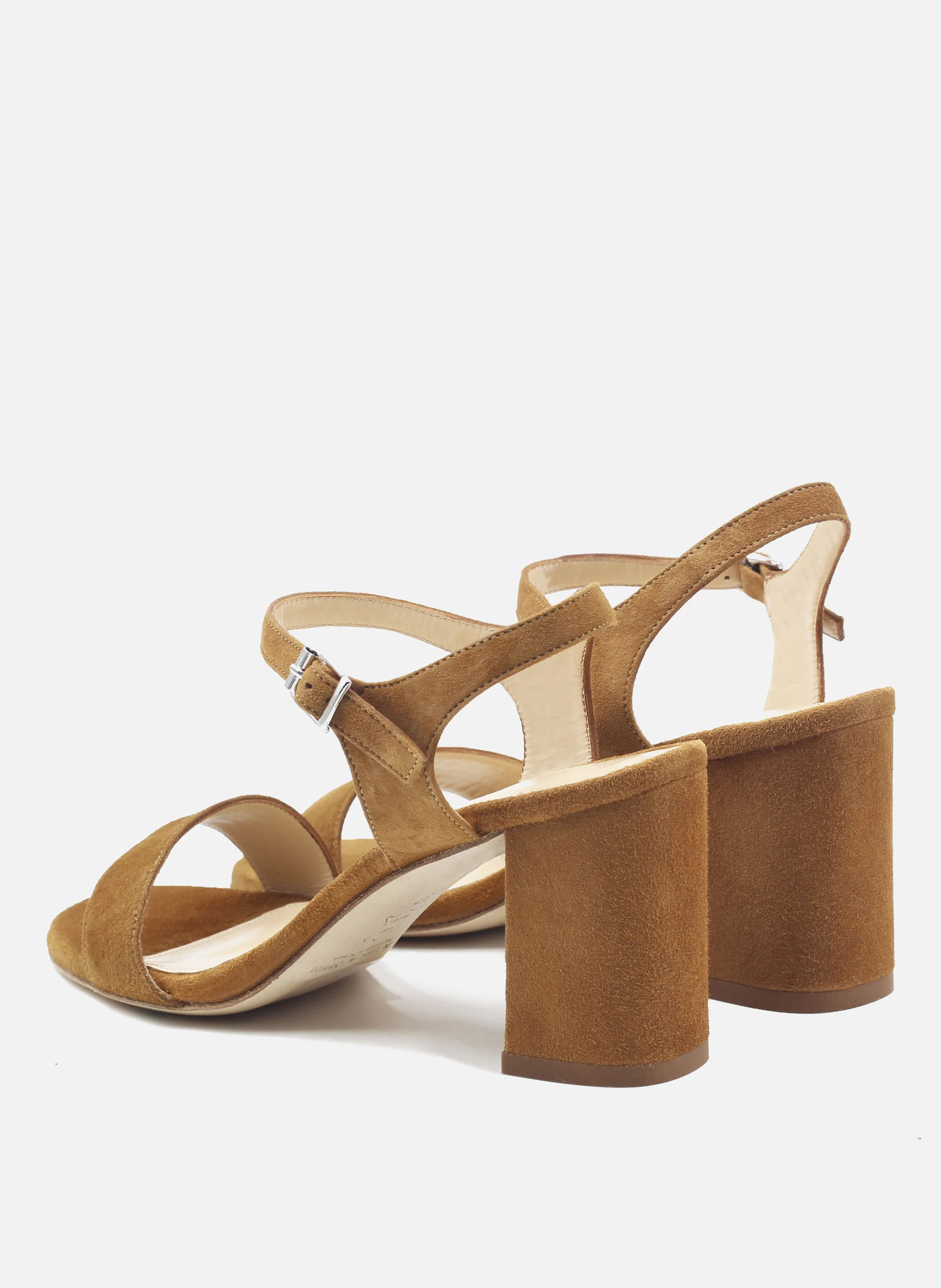 Sandales à talon cuir daim | Marron