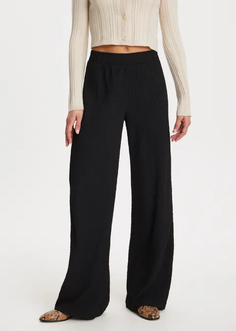 Broek met structuur zwart (ZWART)