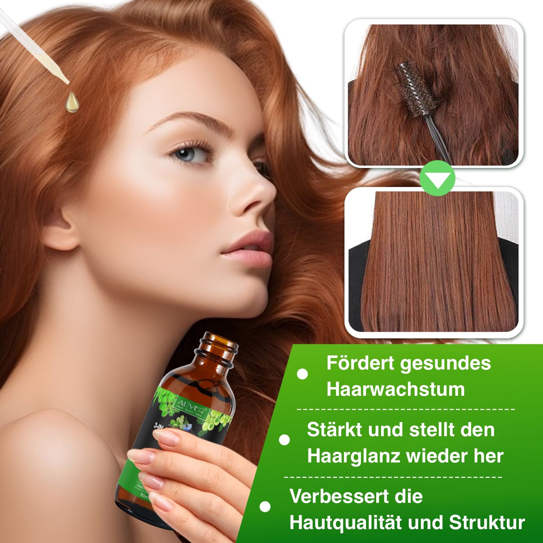 ALIVER 3-in-1 Rizinus Amla Schwarzkümmel Haaröl