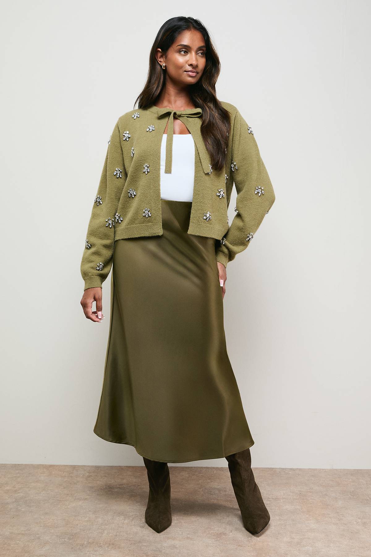 Oasis Cardigan à Nouer avec Ornements
