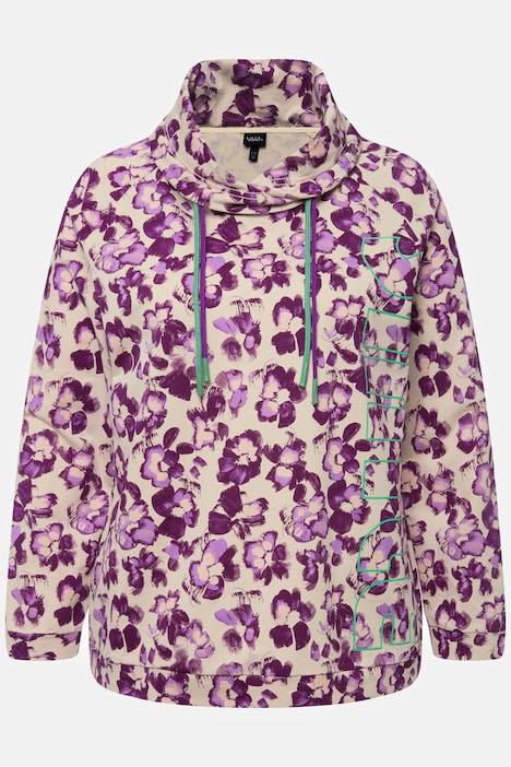 Sweatshirt, Blüten, Stehkragen, Raglan-Langarm