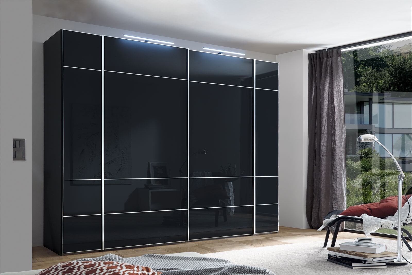 Kleiderschrank 327 x 222 x 68 cm Holznachbildung grau
