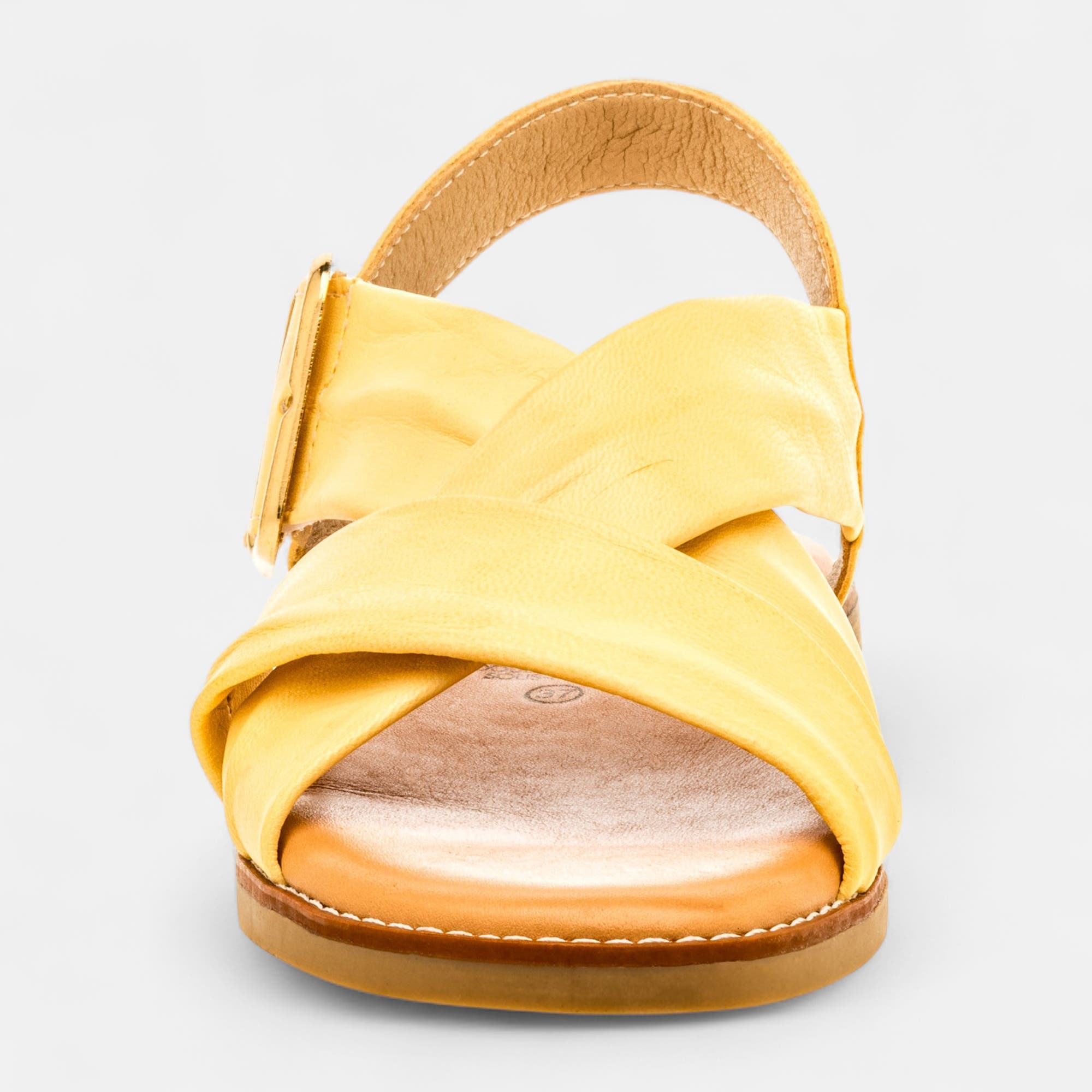 Nu-pieds Femme en cuir jaune