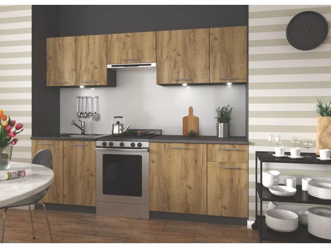 Cuisine gris anthracite et style chêne Wotan RUSTICA