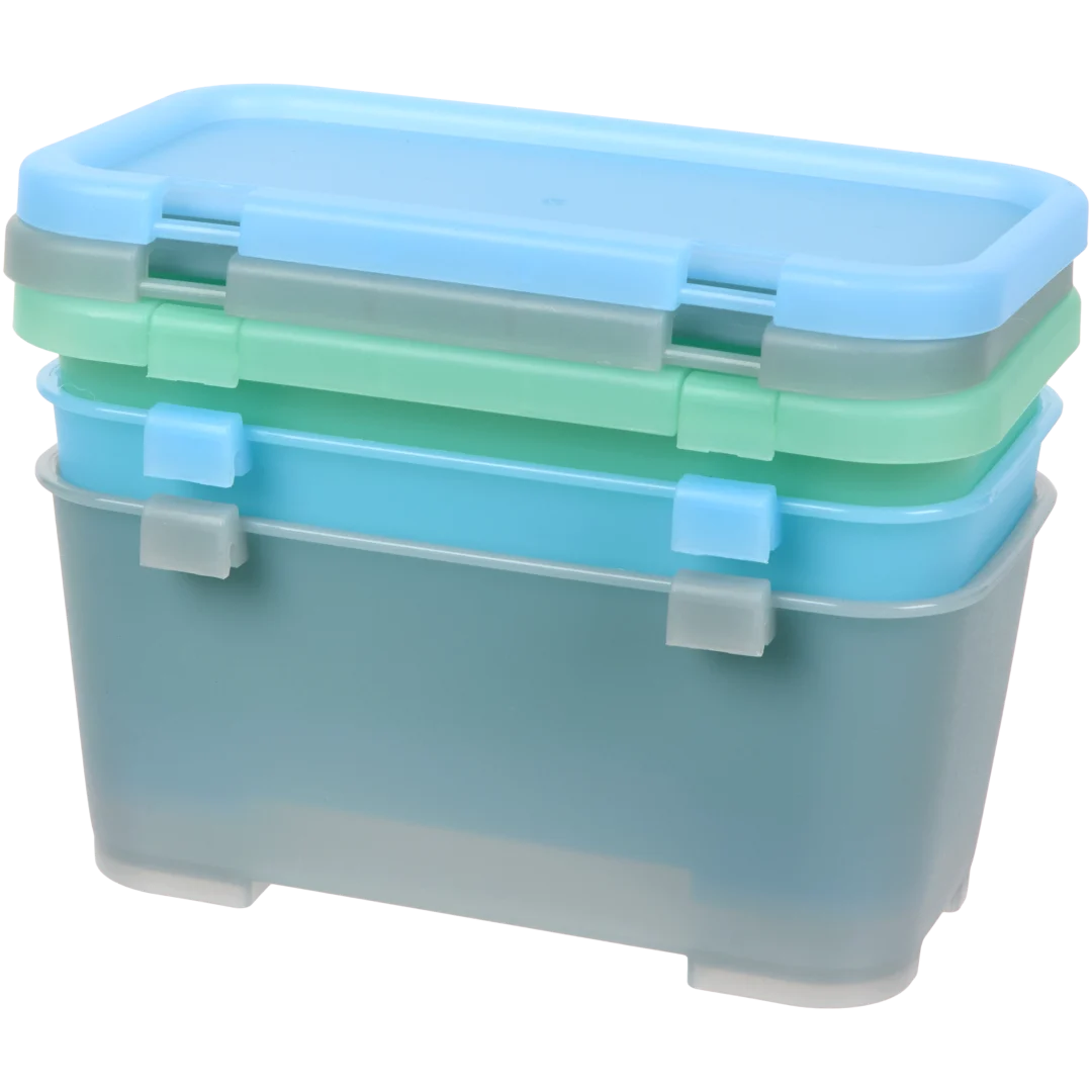 Opbergboxen met deksel 3 stuks | 17,5 x 10,5 x 8 cm | diverse kleuren