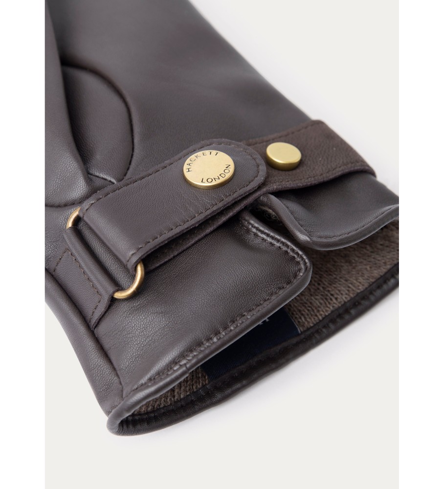 Luvas Hackett Commuter Touch em couro marrom