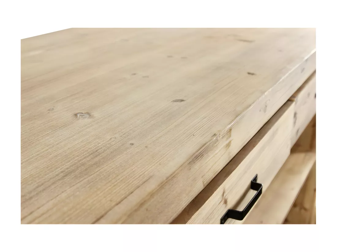 Ilot 2 tiroirs naturel Bois Naturel - Esmée Décoration d'Autrefois