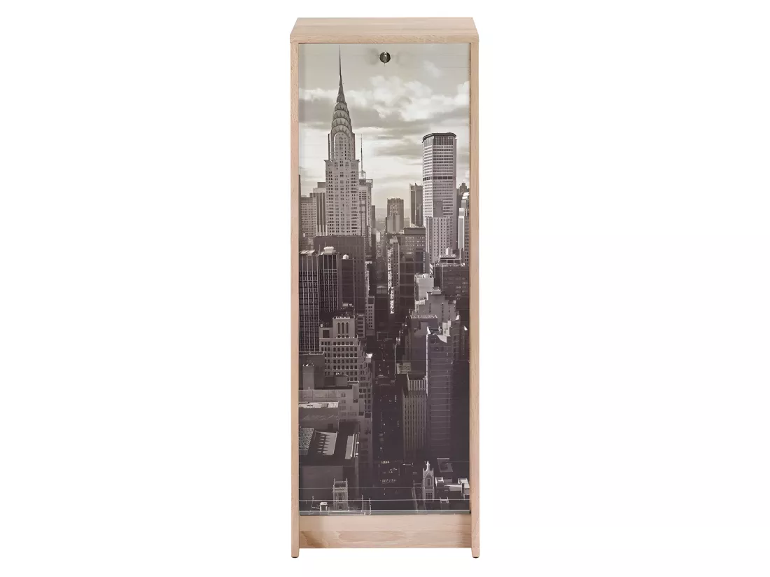Classeur à Rideau Chêne 6 Niches L 37.8 H 103.8 P 38.4 cm - Coloris: New York 500