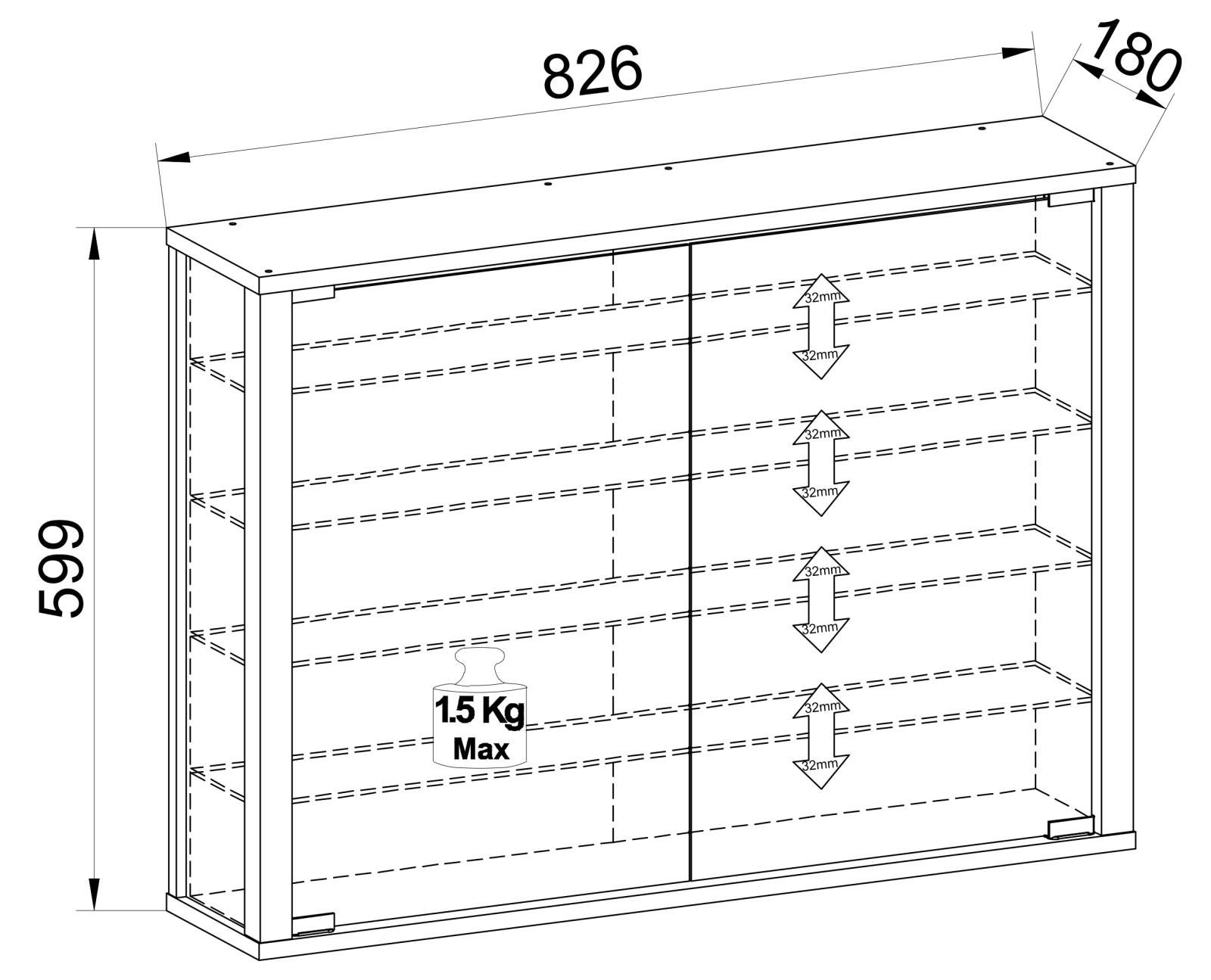 Vitrine VITROSA L - weiß - 82,6 cm breit