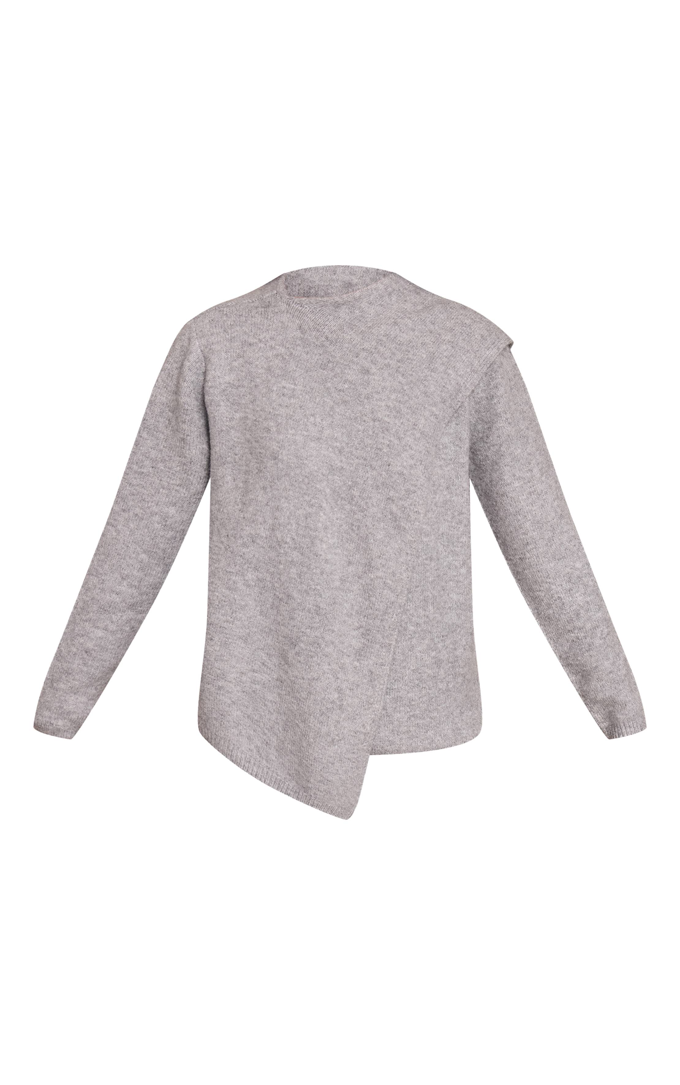 Gris Synthétiquell Tricoté À Détail Écharpe Drapée