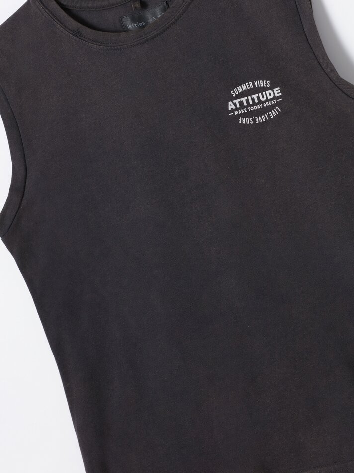 Camiseta regata estampada - Cinza