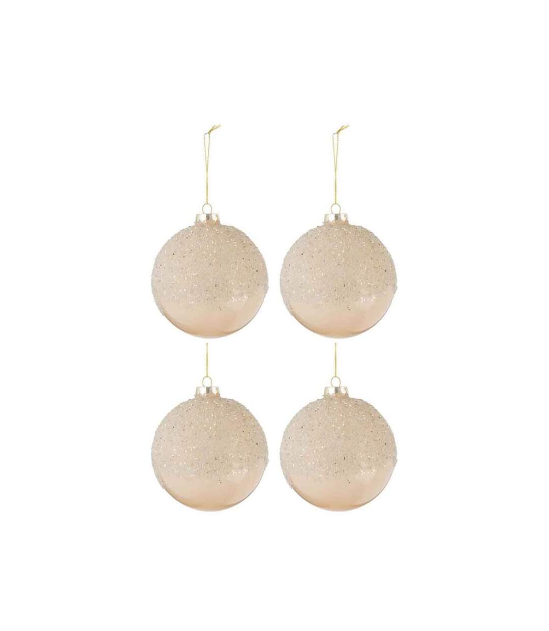 Paris Prix - Lot De 4 Boules De Noël givre 10cm Champagne