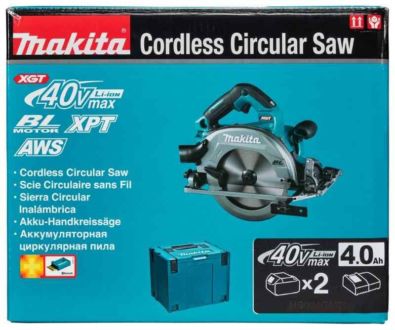 Makita HS003GM202 40 V Max Cirkelzaag 190 mm 4,0 ah accu (2 st), snellader, aws zender, in mbox
