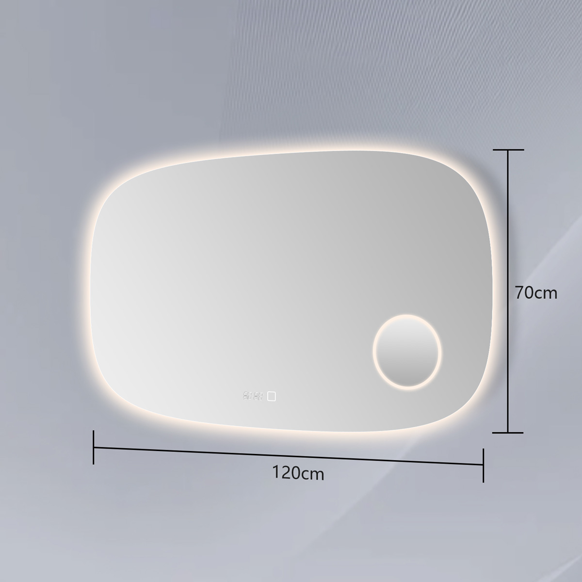 Saniclear Shave Deens ovale spiegel 120x70cm met verlichting, verwarming en vergrootglas