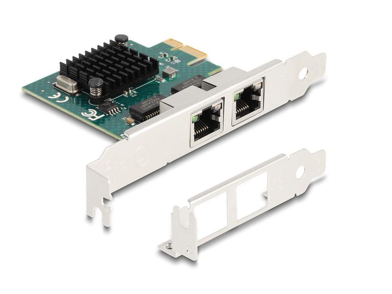 Delock Netzwerkkarte 2x RJ45 Gigabit, PCI-Express x1 Delock PCI Express x1 Karte zu 2 x RJ45 Gigabit LAN BCM