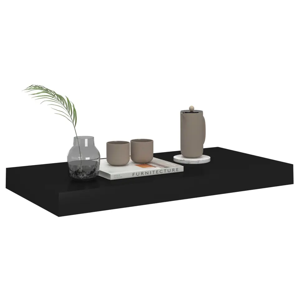 vidaXL - Wandschap - Zwart - MDF - 50 x 23 x 3.8 cm - 2 stuks