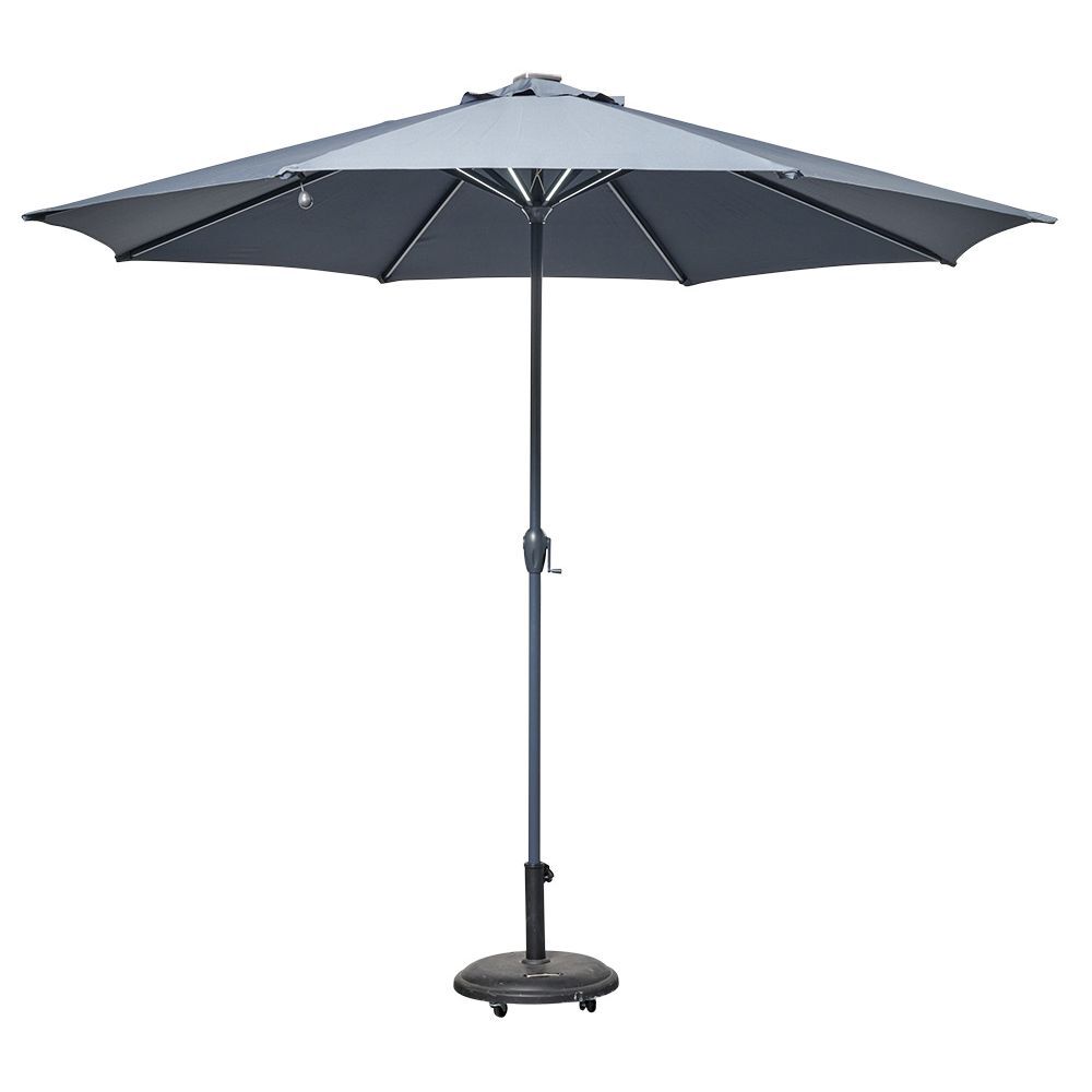 Parasol lumineux centré rond Lumino solaire gris Ø300xH255cm